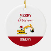 クリスマスショベル建築トラックカスタム セラミックオーナメント (裏面)