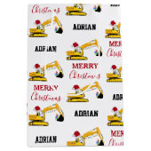 クリスマスショベル建築トラック名前をカスタムする ミディアムペーパーバッグ (正面)