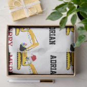 クリスマスショベル建築トラック名前をカスタムする 薄葉紙 (ギフト)