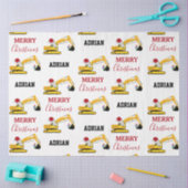 クリスマスショベル建築トラック名前をカスタムする 薄葉紙 (クラフト)