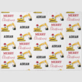 クリスマスショベル建築トラック名前をカスタムする 薄葉紙 (正面)