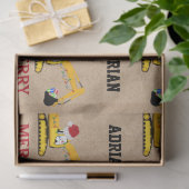 クリスマスショベル建築トラック名前をカスタムする 薄葉紙 (ギフト)