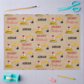 クリスマスショベル建築トラック名前をカスタムする 薄葉紙 (クラフト)