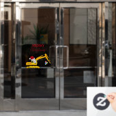 クリスマスショベル建築トラック ウィンドウサイン (オフィスドア)