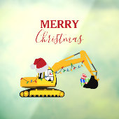 クリスマスショベル建築トラック ウィンドウサイン (シート3)