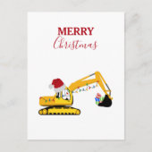 クリスマスショベル建築トラック シーズンポストカード (正面)