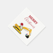 クリスマスショベル建築トラック スタンダードカクテルナプキン (角)