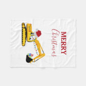 クリスマスショベル建築トラック フリースブランケット (正面(横))