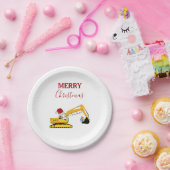 クリスマスショベル建築トラック ペーパープレート (パーティー)