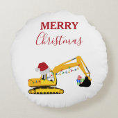 クリスマスショベル建築トラック ラウンドクッション (裏面)