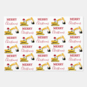 クリスマスショベル建築トラック ラッピングペーパーシート (正面)