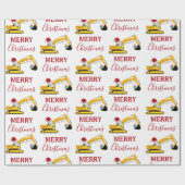 クリスマスショベル建築トラック ラッピングペーパー (フラット)