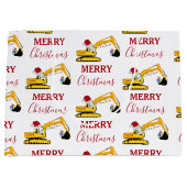 クリスマスショベル建築トラック ラージペーパーバッグ (正面)