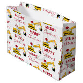 クリスマスショベル建築トラック ラージペーパーバッグ (裏面アングル)