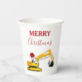 クリスマスショベル建築トラック 紙コップ (正面)