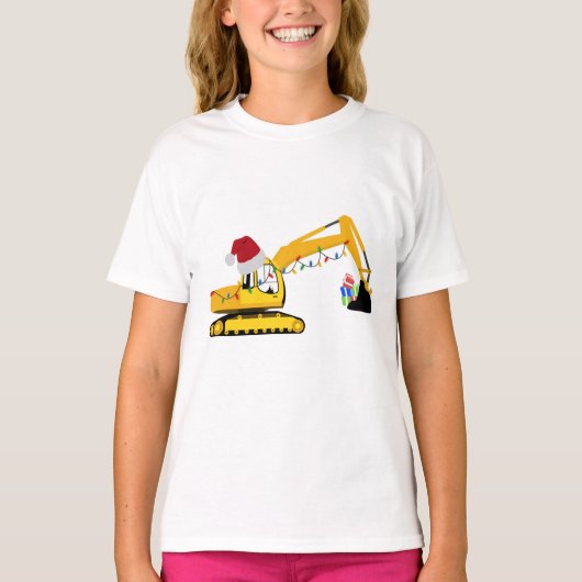 クリスマスショベル建築トラック Tシャツ (正面)