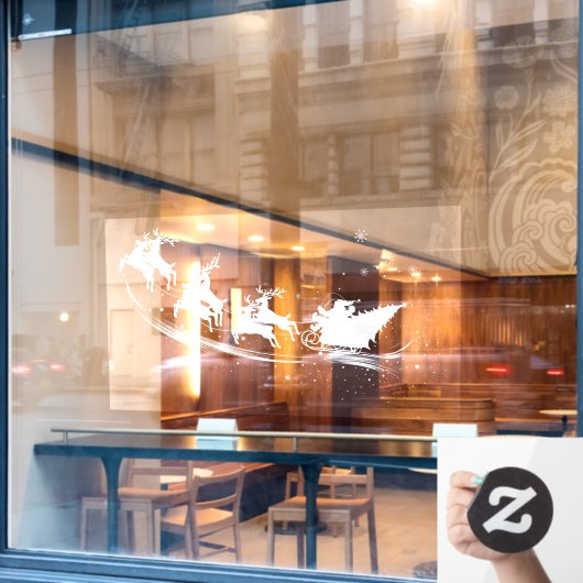 クリスマスシルエットサンタクローススリートインディア ウィンドウサイン (カフェ窓)