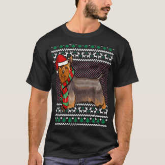 クリスマスシルキーテリアードッグサンタハット醜いクリスマス Tシャツ