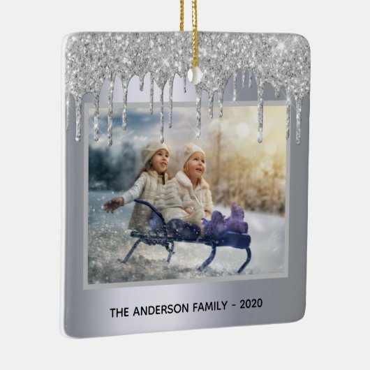 クリスマスシルバーのグリッターの乾燥の写真の冬 セラミックオーナメント (右)