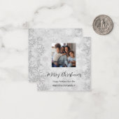 クリスマスシルバーの冬の雪の写真モダン ノートカード (正面/裏面インサイチュ)