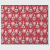 クリスマスシルバーの木々赤 ラッピングペーパー (フラット)