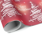 クリスマスシルバーの木々赤 ラッピングペーパー (ロールコーナー)