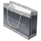 クリスマスシルバーの木のグリッターが乾く ラージペーパーバッグ (正面アングル)