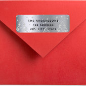 クリスマスシルバーの森の木の差出人住所 ラベル