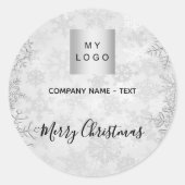 クリスマスシルバーの雪片のビジネスロゴ ラウンドシール (正面)