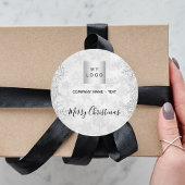 クリスマスシルバーの雪片のビジネスロゴ ラウンドシール