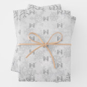 クリスマスシルバーの雪片のビジネスロゴ ラッピングペーパーシート (インサイチュ)