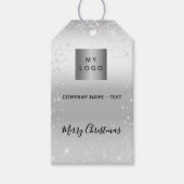 クリスマスシルバーグリッターのビジネスロゴ ギフトタグ (正面)