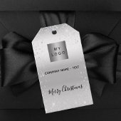 クリスマスシルバーグリッターのビジネスロゴ ギフトタグ