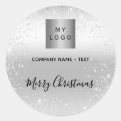 クリスマスシルバーグリッターはビジネスのロゴを輝かせる ラウンドシール (正面)
