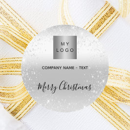 クリスマスシルバーグリッターはビジネスのロゴを輝かせる ラウンドシール