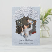 クリスマスシルバーグリッタースノーフレーク写真 シーズンカード (スタンド正面)