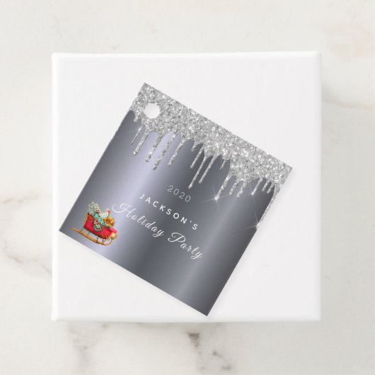 クリスマスシルバーグリッタードリップレッドそり フェイバータグ (インサイチュ)