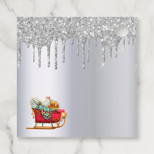 クリスマスシルバーグリッタードリップレッドそり フェイバータグ (裏面)