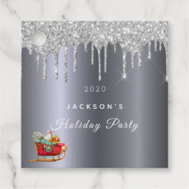 クリスマスシルバーグリッタードリップレッドそり フェイバータグ