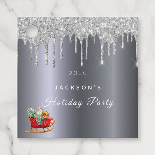 クリスマスシルバーグリッタードリップレッドそり フェイバータグ (正面)