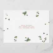 クリスマスシルバーグリーン植物体写真 箔シーズンカード (裏面)