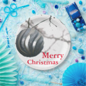 クリスマスシルバーススススパークリー丸オーナメントボール ペーパープレート (パーティー)