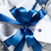 クリスマスシルバーブルーグリッター名 ラウンドシール