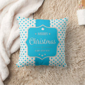 クリスマスシルバーブルー水玉模様枕 クッション (ブランケット)