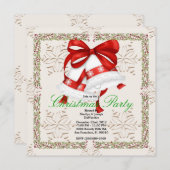 クリスマスシルバーベルかわいいクリスマスパーティーホリダ 招待状 (正面/裏面)