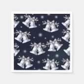 クリスマスシルバーベル スタンダードカクテルナプキン (正面)