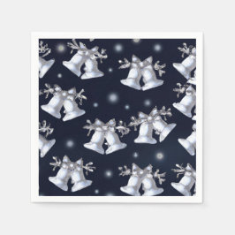 クリスマスシルバーベル スタンダードカクテルナプキン