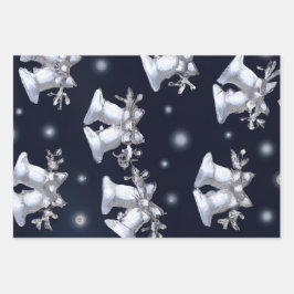 クリスマスシルバーベル ラッピングペーパーシート