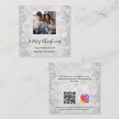 クリスマスシルバー冬の雪写真QRインスタグラム ノートカード (正面/裏面)