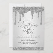 クリスマスシルバー滴下グリッタークリスマスパーティー 招待状 (正面)